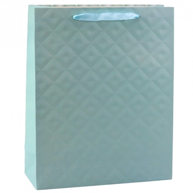 Cadeautas met embossing blauw-turkoois 32 x 26 x 10 cm