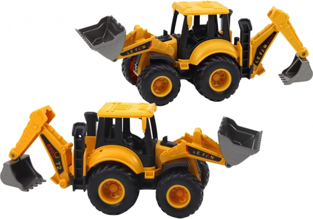 Véhicule de chantier pelle deux godets réglable jaune