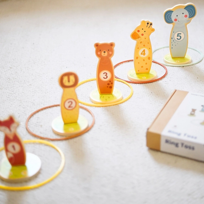 Jeu de précision en bois avec anneaux Tooky Toy