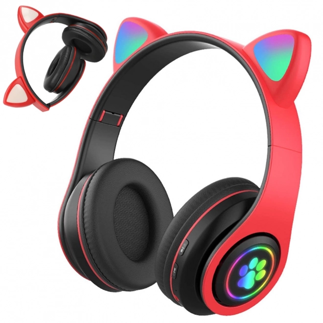 Draadloze bluetooth-hoofdtelefoon FM-radio mp3 kattenoren LED-verlichting