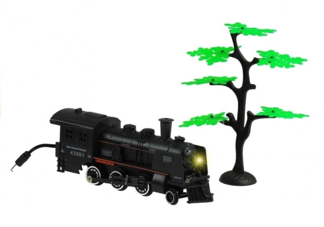 Grote trein met rooklicht + 4 wagons Spoorlijn 156 cm