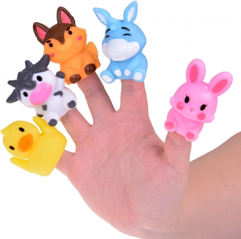 Rubberen boerderijdieren vingerpoppen - set van 5 figuren