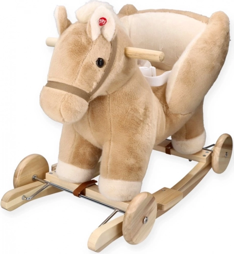 Cheval à bascule Pegas beige avec siège et roulettes
