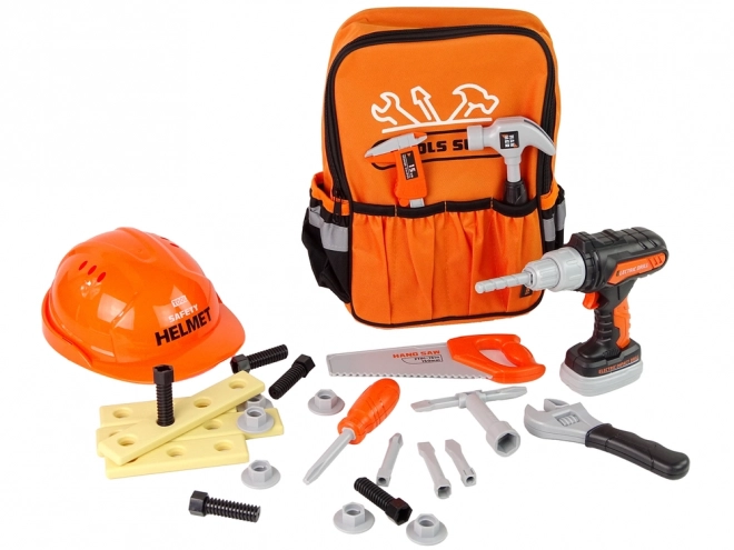 kinderset gereedschap met rugzak en helm