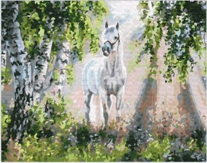 Diamanten mozaïek - Steigerend paard in het bos