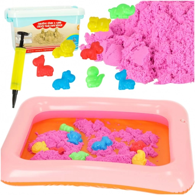 Kinetisch zand beige 1 kg met vormpjes – Roze