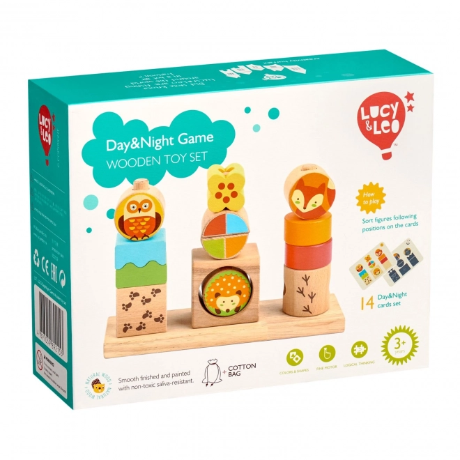 Lucy & Leo Dag en Nacht - houten puzzel met patronen