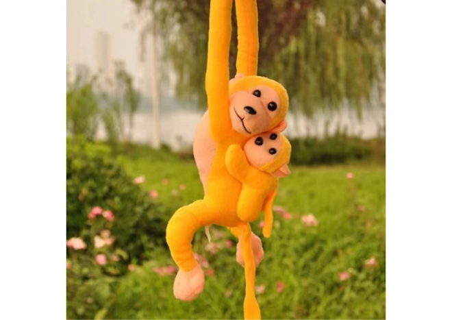 Pluchen aapje met kind geel 70 cm