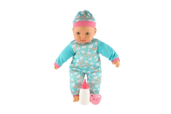 Poppenbaby 40cm zacht lichaam met flesje en fopspeen in doos 41x19x12,5cm