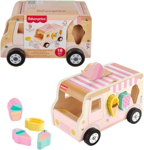Voiture en bois avec esquimaux - trieur de formes