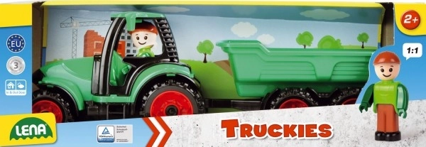 Auto Truckies tractor met aanhanger kunststof 32cm met figuur in doos 24m+