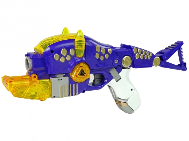 Dinobots robotische schietspel Paarse Triceratops met doelwit