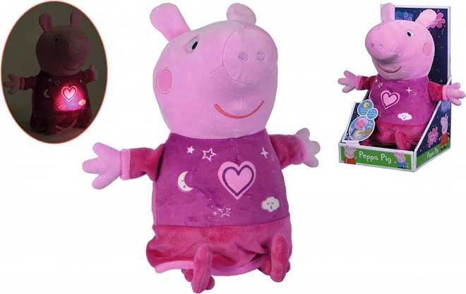 Peppa Pig 2-in-1 pluchen slaapknuffel, speelt + licht, roze, 25 cm