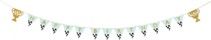 Banner Happy Birthday met trofeeën 2,5 m