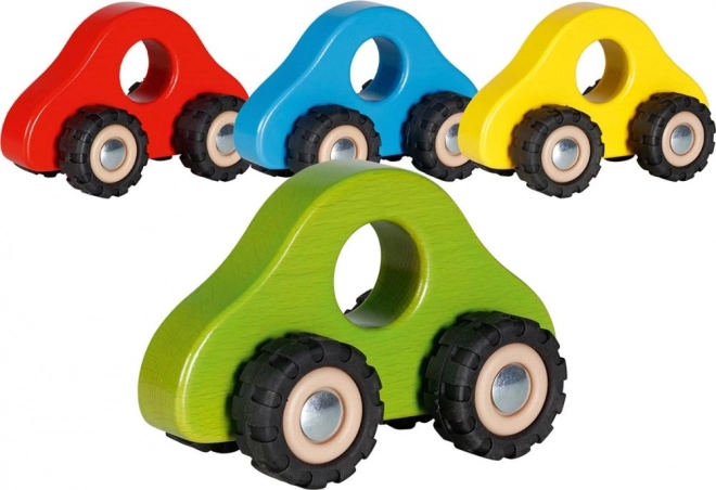 Petite voiture en bois à tenir en main avec roues en caoutchouc