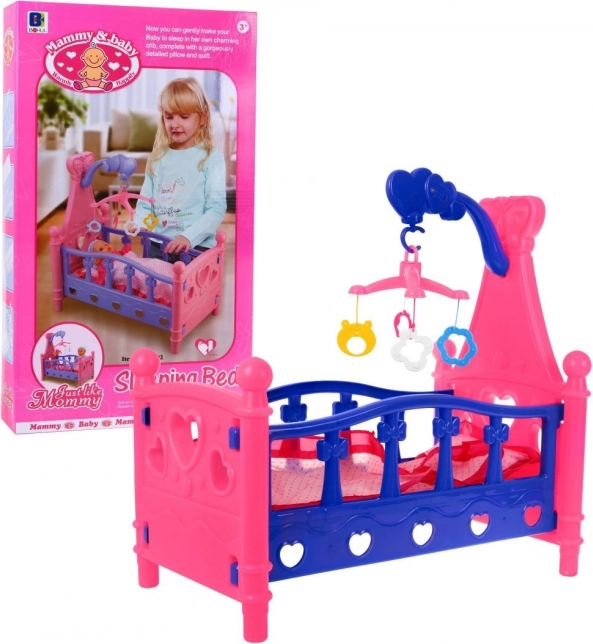 Lit bébé pour poupées avec mobile et literie, 3+