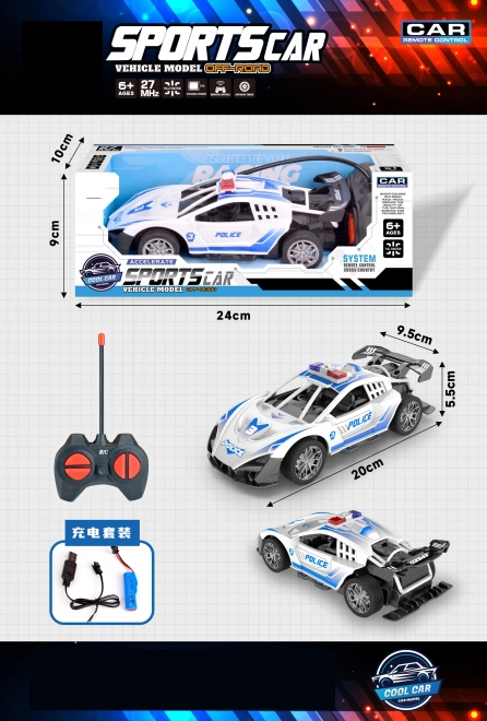 Politieauto RC op afstandsbediening 20 cm