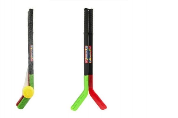 Hokeystick 2 stuks met puck kunststof 70 cm in net