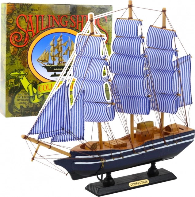 Decorative Model Sailboat White-Blue 33x31 cm