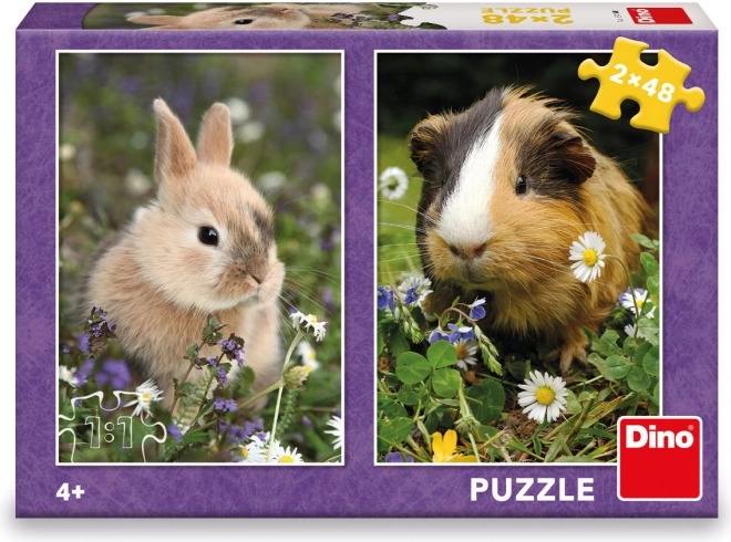 Kids' puzzles bunny and guinea pig 2×48 pieces