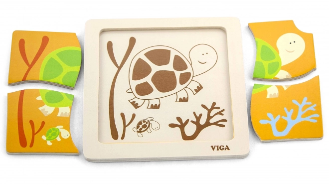 VIGA houten puzzel met 12 planken op een standaard
