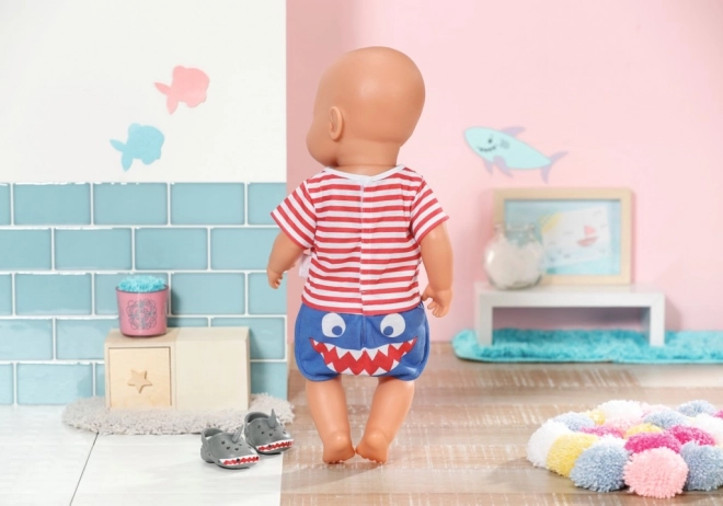 BABY born Pyjamapakket en pantoffels, blauw, 43 cm