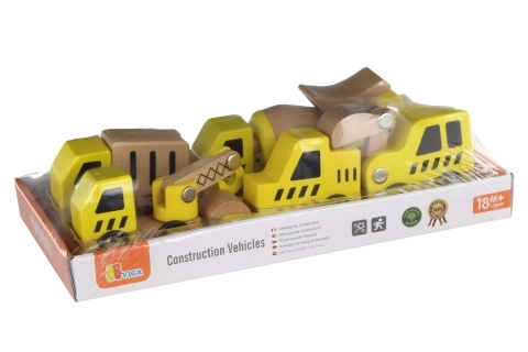 Holz-Set mit Baufahrzeugen