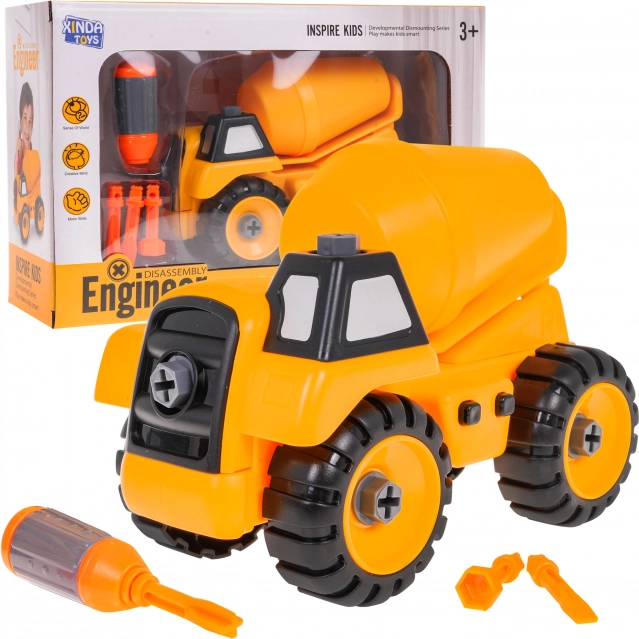Buildable cement mixer for kids 3+ with screwdriver and 3 bits – Cement Mixer