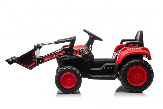 Rode kindertraktor met oplaadbare batterij en schop
