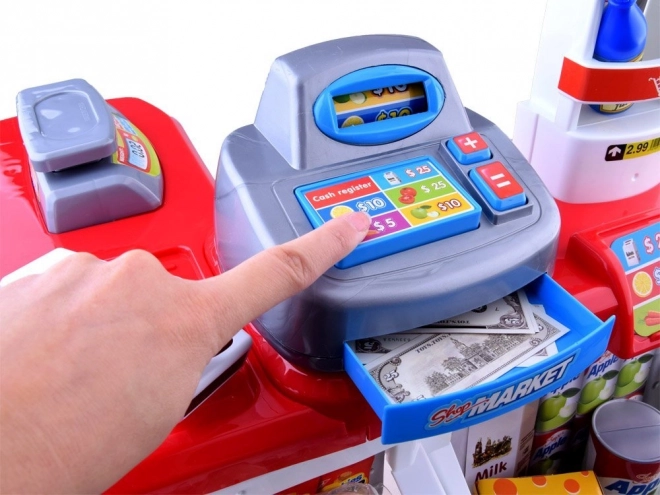 Kindersupermarkt mit Kasse und Scanner