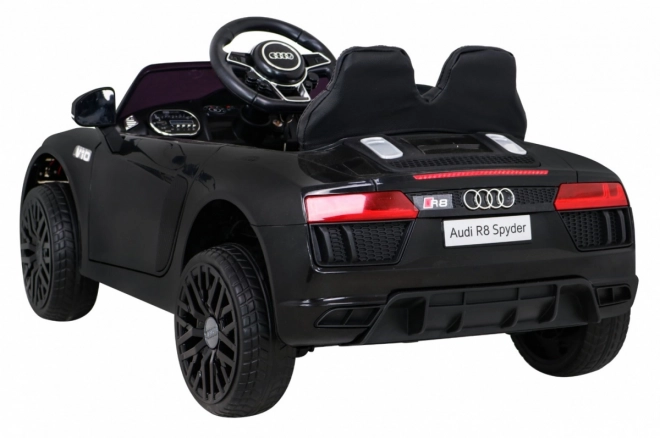 Audi R8 kinder elektrische auto zwart met afstandsbediening, EVA wielen, langzame start en MP3 LED