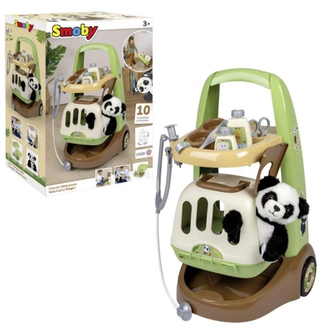 Dierenartsenwagen met panda en transportbox 2-in-1