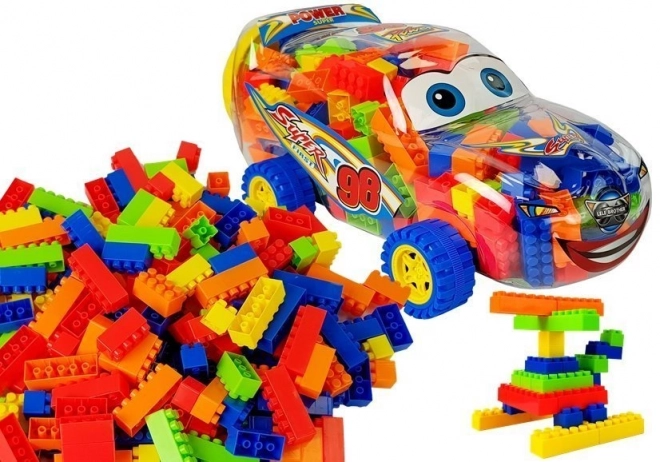 Bouwblokken in potje Auto 35 cm 205 blokken