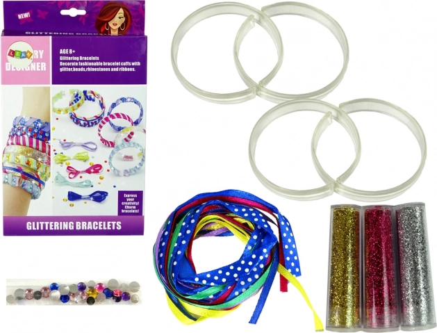 DIY armbandenset met glitters en linten