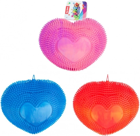 Cœur à presser puffer – jouet anti-stress arc-en-ciel en silicone souple 18 cm