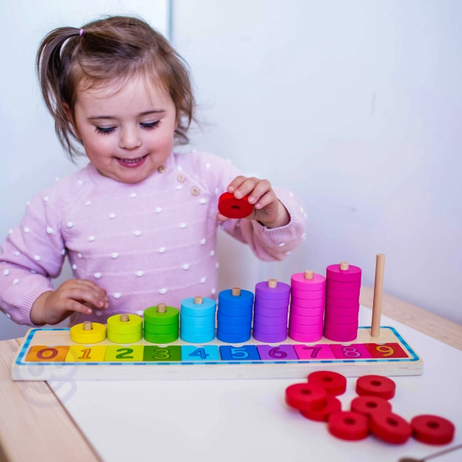 Woopie Green puzzle Montessori en bois pour compter et trier les couleurs, 56 pièces