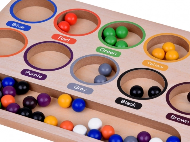 Montessori educatieve houten mozaïek - gekleurde balletjes en sorteerder