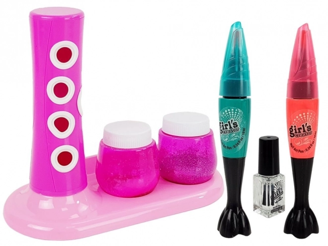 Nagelverzierungssatz für Kinder mit Glitzerspender und bunten Aufklebern