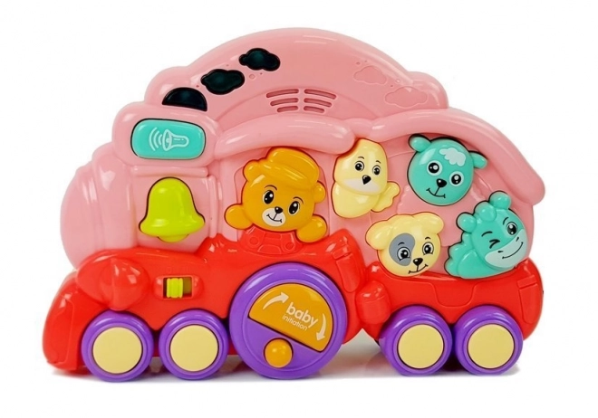 Interaktive rosa Lokomotive mit Tieren und Lichteffekten