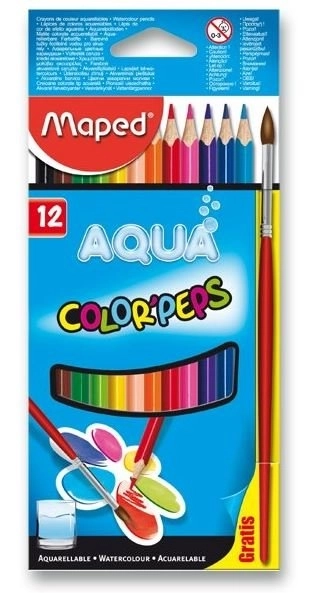 Driehoekige kleurpotloden Maped Aqua Color'Peps 12 stuks met penseel