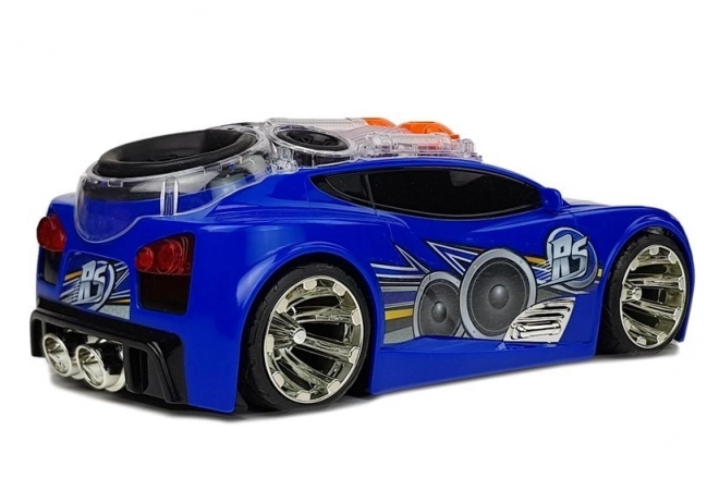 Sportauto DJ met speakers op het dak Muzikale lichten