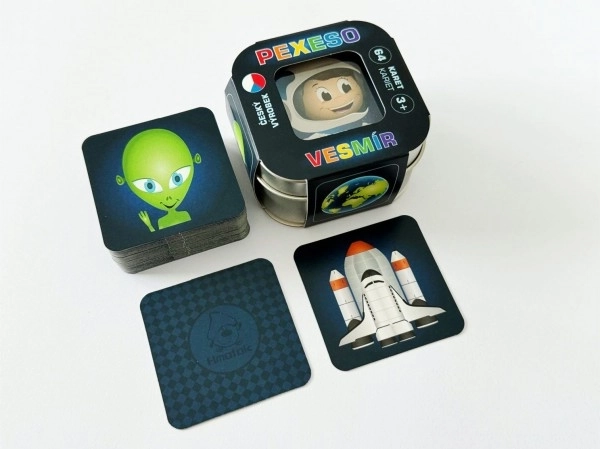 Pexeso Espace 64 cartes dans une boîte en métal 6 x 6 x 4 cm