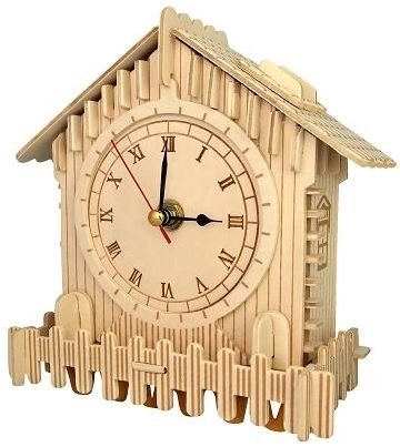 Wooden 3D Puzzle Clock with Functional Clockwork