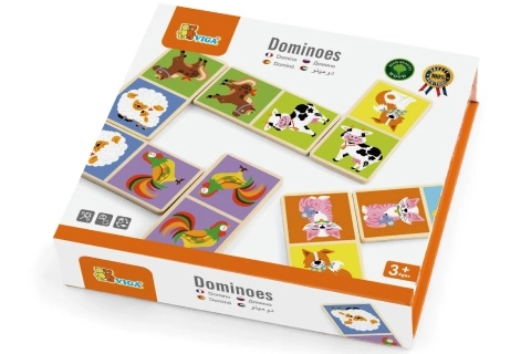 Viga Holz-Domino Bauernhof 28 Teile Montessori