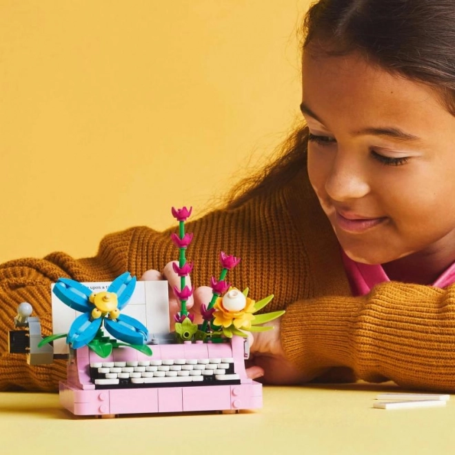 Kit de construction pour enfants - Machine à écrire avec fleurs LEGO Creator 3 en 1