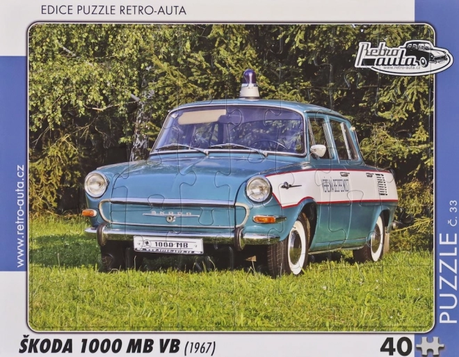 Puzzle Rétro Voitures Škoda 1000 MB VB 40 pièces