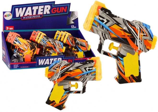 Kleine Wasserpistole gelb-orange Graffiti