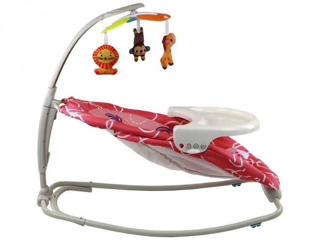 Kinder schommelstoel 2 in 1 Stoeltje Geluiden Vibratie Giraffe – roze