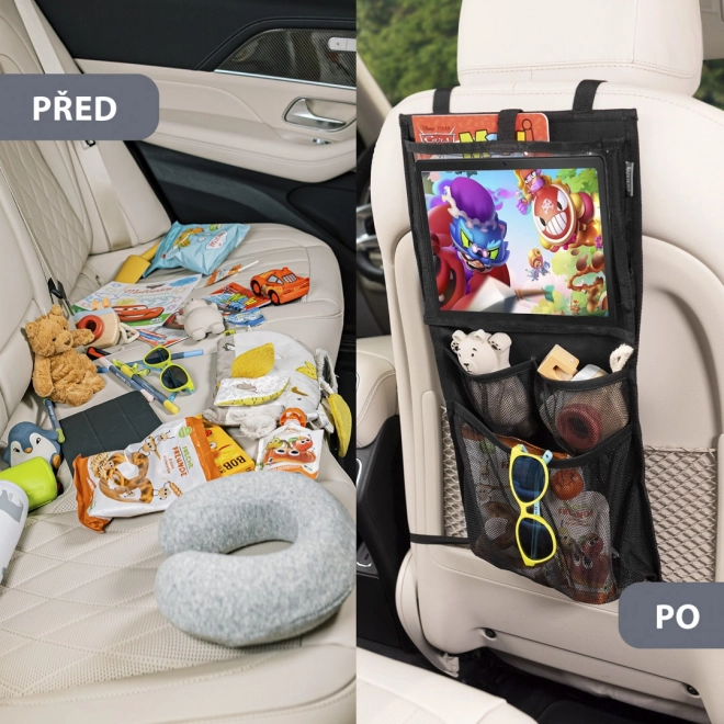 Organizer voor stoel + zak voor tablet en speelgoed