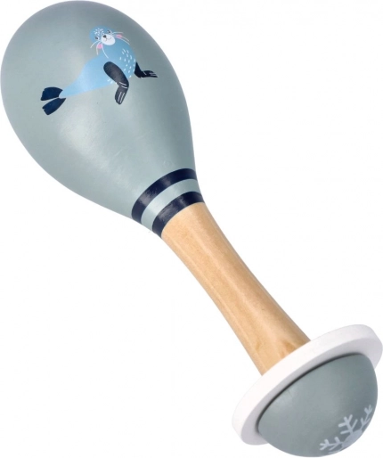 Holzmaraca mit Seehund für Kinder 16 × 5 cm